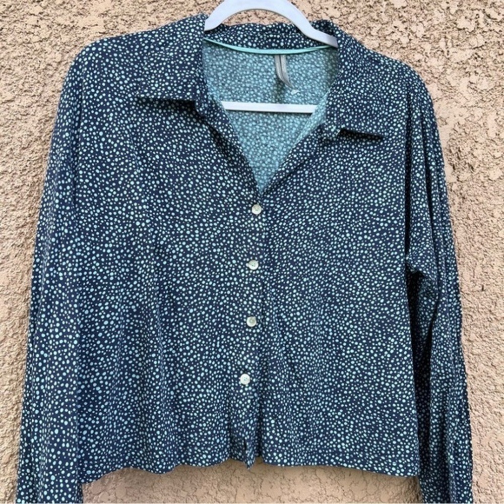 Anthropologie Spotted Pajama Top Size Small Women's‎ Crop Comfy Loungewear Shirt